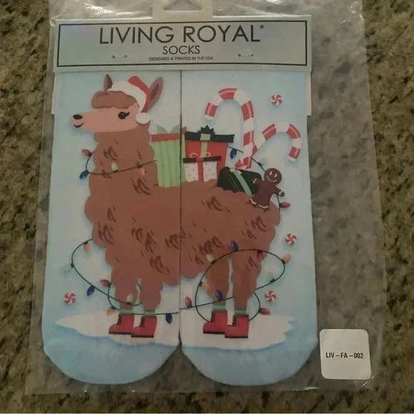𝅺LIVING Royal Llama Hand Painted Statement Socks 🧦 🦙 NWT - Picture 3 of 6